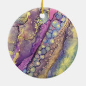 Kleurrijke Stippen Alcohol Ink Vloeibaar Abstract Keramisch Ornament (Achterkant)