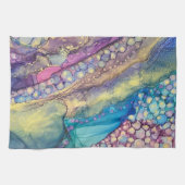 Kleurrijke Stippen Alcohol Ink Vloeibaar Abstract Theedoek (Horizontaal)