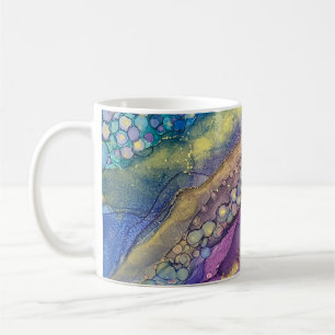 Kleurrijke Stippen Alcohol Inkt Vloeibare Abstract Koffiemok