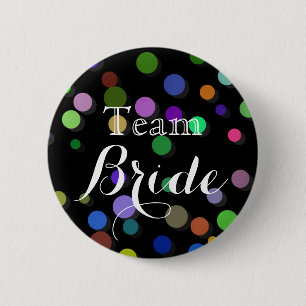 Kleurrijke Stippen Bruiloft Team Bruid Ronde Button 5,7 Cm