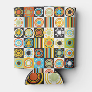 Kleurrijke stippen, cirkels, strepen achtergrond. blikjeskoeler