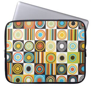 Kleurrijke stippen, cirkels, strepen achtergrond. laptop sleeve