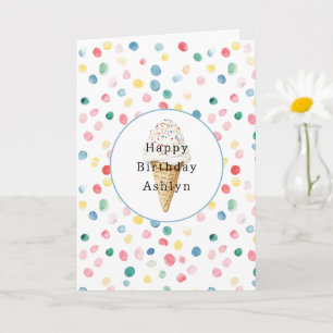 Kleurrijke Stippen Confetti Ijsje Verjaardag Kaart
