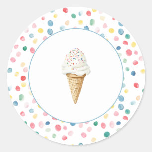 Kleurrijke Stippen Confetti Ijsje Verjaardag Ronde Sticker
