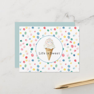 Kleurrijke Stippen Confetti Ijsje Zoet Leven Briefkaart