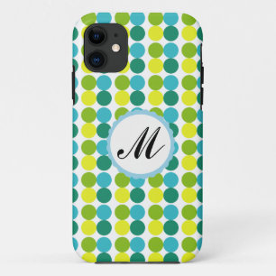Kleurrijke Stippen Custom Monogram iPhone case bla