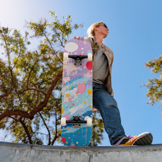 Kleurrijke Stippen Druppels Spetters Skateboard (Buiten 1)
