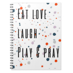 Kleurrijke stippen eten liefde lachen bidden spele notitieboek