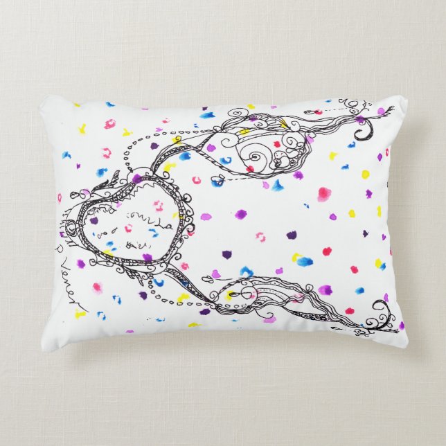 Kleurrijke Stippen Fantasy Ketting Accent Kussen (Voorkant)