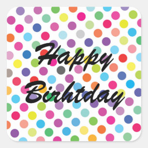 Kleurrijke Stippen - Happy Birthday Sticker