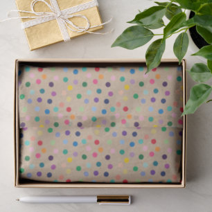 Kleurrijke Stippen Kunst op bijtende bruine kraft Tissuepapier