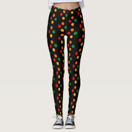 Kleurrijke Stippen op Black Mid Century Modern Ret Leggings