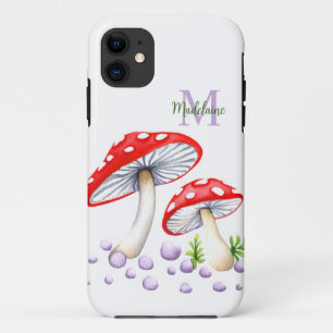 Kleurrijke Stippen Waterverf Paddenstoelen Monogra iPhone 11 Hoesje