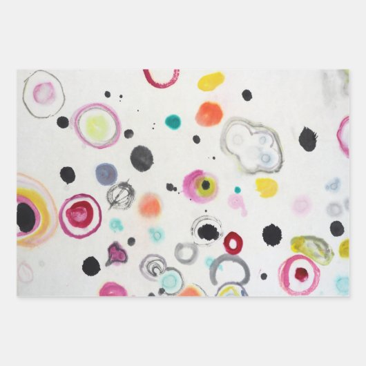 Kleurrijke Stippen Wrapping Paper Flat Sheet Set v (Voorkant)
