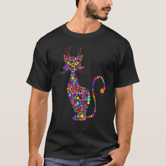 Kleurrijke Stippenkat Internationale Stippen Dag J T-shirt