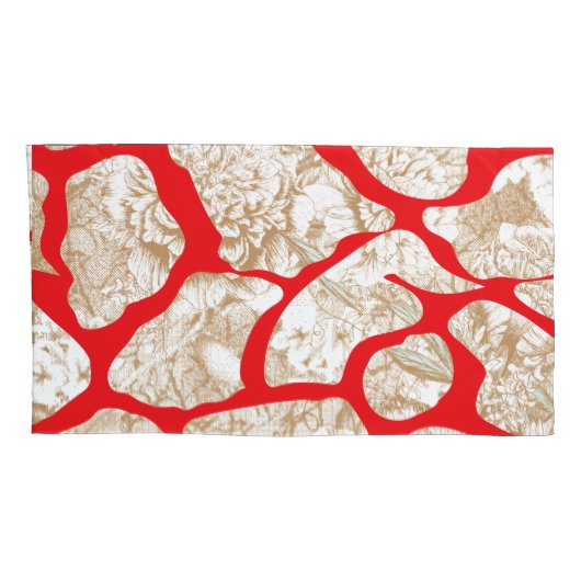 Kleurrijke stof ontwerp met een rode en gouden pa kussensloop (Achterkant-Rechts)