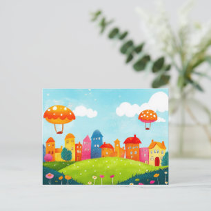 Kleurrijke Storybook Village Briefkaart