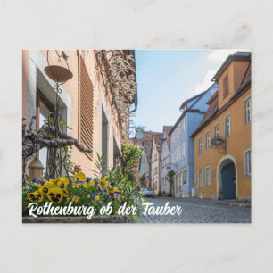 Kleurrijke straat in Rothenburg ob der Tauber Briefkaart