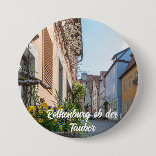 Kleurrijke straat in Rothenburg ob der Tauber Ronde Button 7,6 Cm