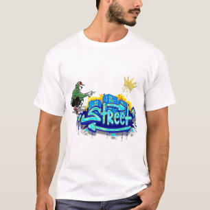 Kleurrijke straatgraffiti op Urban Wall Street Art T-shirt