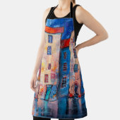 Kleurrijke straatpanorama impressionistische kunst schort (Insitu)