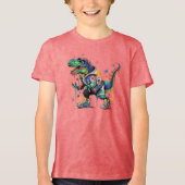 Kleurrijke Straatstijl dinosaurus Tri-Blend Shirt (Voorkant)