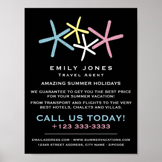 Kleurrijke strand-staarvis, reisagent Adverteren Poster (Voorkant)