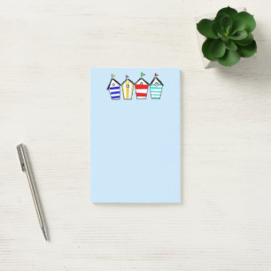 Kleurrijke strandhuisjes illustratie post-it® notes
