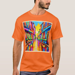 Kleurrijke Street Scene Art T-shirt