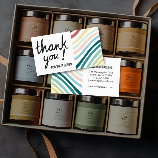 Kleurrijke strepen Bedankt voor uw bestelling wink Visitekaartje