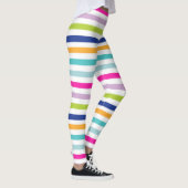 Kleurrijke strepen: Blauw, Sinaasappel, Roze, Groe Leggings (Rechts)
