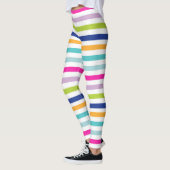 Kleurrijke strepen: Blauw, Sinaasappel, Roze, Groe Leggings (Links)