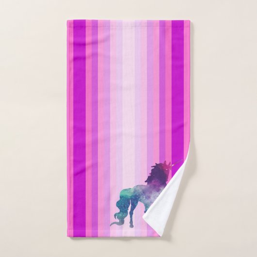 Kleurrijke strepen en eenhoorn bad handdoek (Handdoek)