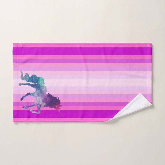 Kleurrijke strepen en eenhoorn bad handdoek (Handdoek)