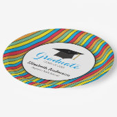Kleurrijke strepen en Pet, speciaal Afstuderen Papieren Bordje (Gekanteld)