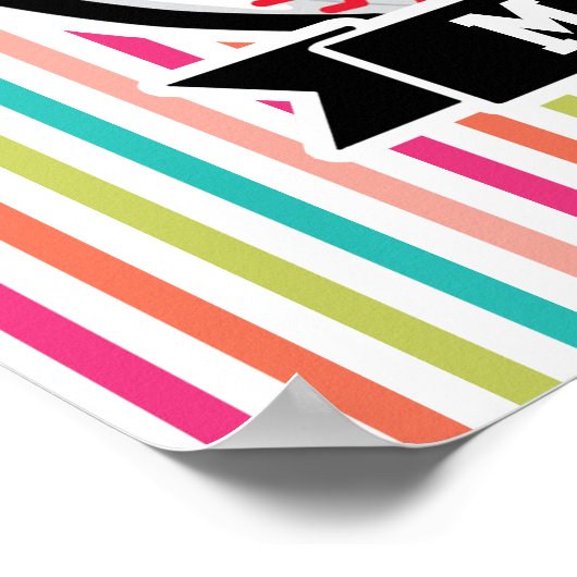 Kleurrijke strepen; gepersonaliseerde Softball Poster (Hoek)