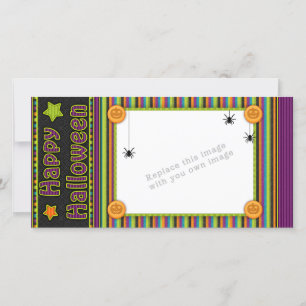 Kleurrijke strepen - Halloween kleuren en patroon Feestdagenkaart