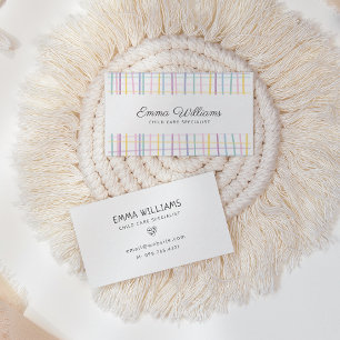 Kleurrijke strepen kinderverzorging Babyzittend Visitekaartje