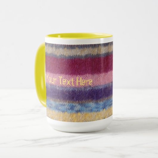 kleurrijke strepen, met de hand gebreid patroon mok (Voorkant links)