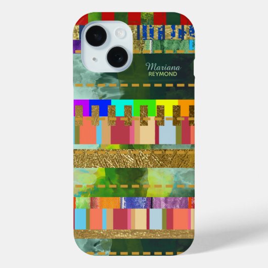 Kleurrijke strepen met haar naam Case-Mate iPhone case (Achterkant)