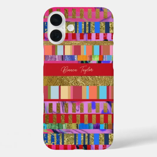 Kleurrijke strepen op roze moderne Girly Case-Mate iPhone Case (Achterkant)