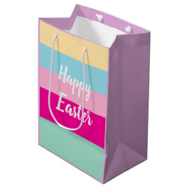 Kleurrijke strepen Patroon Happy Easter Flat Kaart Medium Cadeauzakje