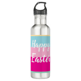Kleurrijke strepen Patroon Happy Easter Flat Kaart Waterfles
