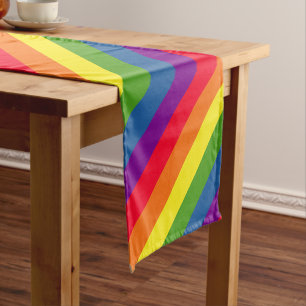 Kleurrijke Strepen Regenboog Kleuren Diagonaal Medium Tafelloper