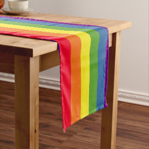Kleurrijke Strepen Regenboog Kleuren Horizontaal Lange Tafelloper