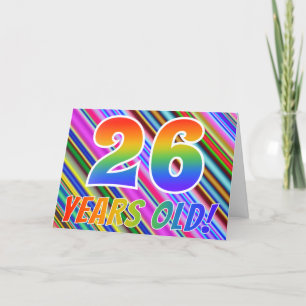 Kleurrijke Strepen + Regenboog Patroon "26 jaar ou Kaart