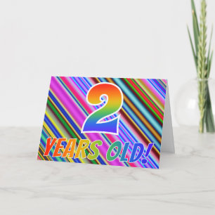 Kleurrijke Strepen + Regenboog Patroon "2 jaar oud Kaart