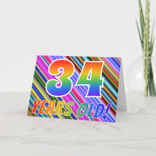 Kleurrijke Strepen + Regenboog Patroon "34 jaar ou Kaart