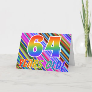 Kleurrijke Strepen + Regenboog Patroon "64 jaar ou Kaart