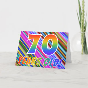 Kleurrijke Strepen + Regenboog Patroon "70 jaar ou Kaart